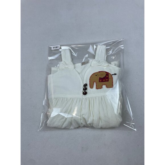 Walk Walk White Sleeveless Dress With Elephant Appliqué & Button Details Sz 3 - Picture 6 of 6